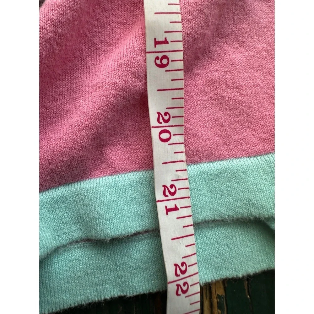 EP Pro Pink Mint Green Trim V-Neck‎ Golf Cardigan Sweater Womens Medium